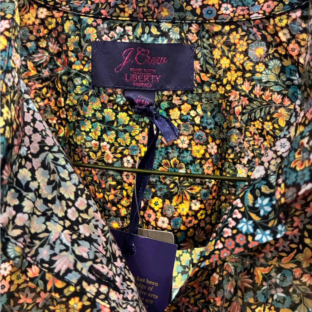 liberty Floral Button-Up Shirt in Multicolor (Yellow, Green, Blue, Pink) - Picture 2 of 5